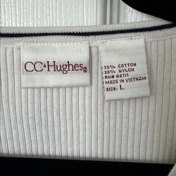 White Ribbed Button Down Women's Top - Picture 2 of 2